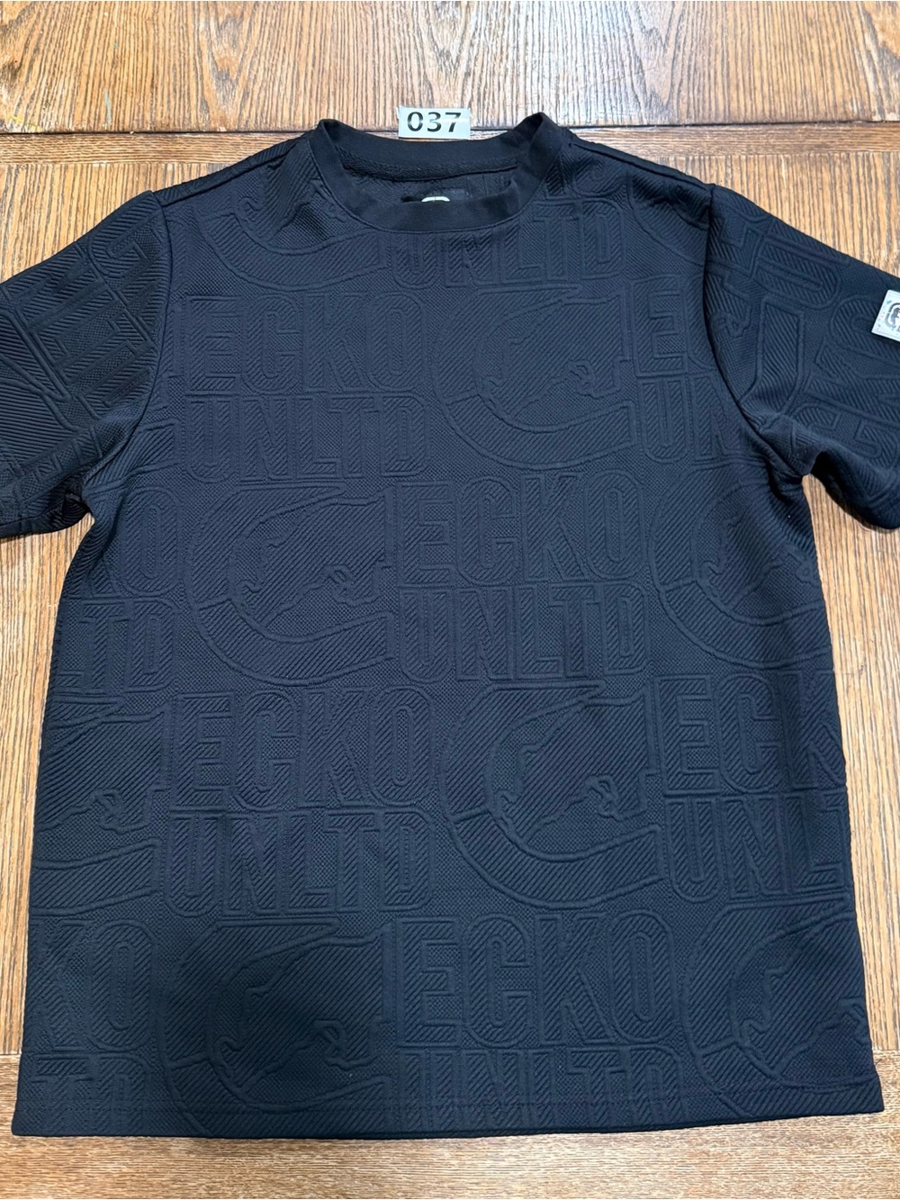 Ecko Unlimited Black Embossed Logo Short Sleeve Tee - Textured Knit